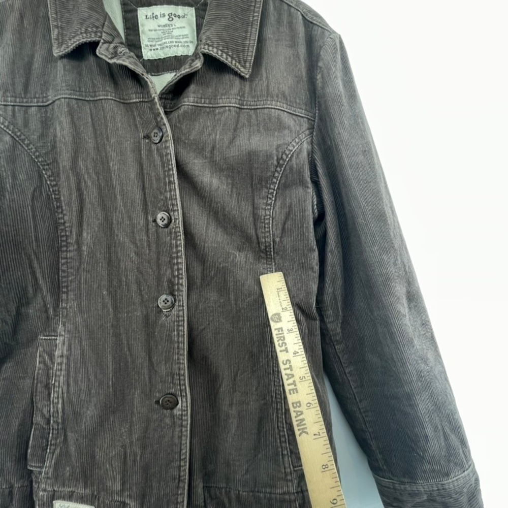 Life‎ Is Good Corduroy Jacket Coat Women Sz L Brown Fleece Lined Retro Grunge - Picture 16 of 16